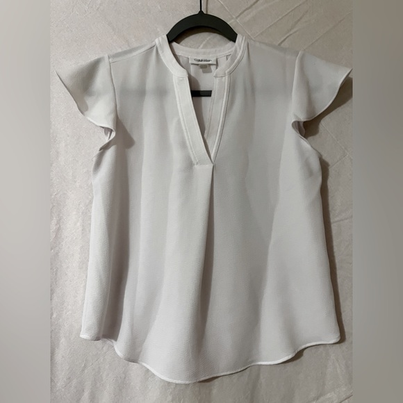 Calvin Klein XS White Short Sleeve Blouse - Picture 5 of 5